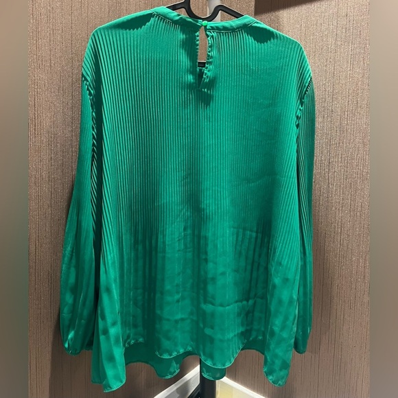 Adrianna Papell Teal Pleated Blouse - Picture 2 of 3